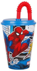  Pókember szívószálas pohár, műanyag 430 ml (STF51330) - kidsfashion