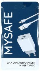 MySAFE Töltő - CH24A - 1m - TipC kábel 2, 4A - Fehér