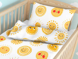 Goldea gyermek pamut ágyneműhuzat kiságyba - mosolygós napocskák 90 x 130 és 40 x 60 cm