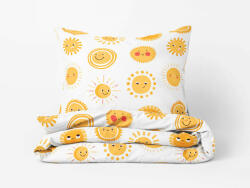 Goldea lenjerie de pat pentru copii din 100% bumbac - soarele zâmbitor 150 x 200 și 50 x 60 cm