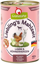 GranataPet 24x400g Granatapet Liebling's Mahlzeit Bárány & csirkeszív nedves kutyatáp