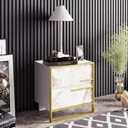 ASIR GROUP Нощно шкафче POLKA 51, 8x50 cм златисто/бяло (AS0655)