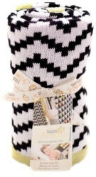 Bizzi Growin Paturica Tricotata din Bumbac Chevron Alb si Negru (BG014) - roua