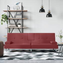 vidaXL Canapea extensibilă suporturi pahare, roșu vin, piele ecologică (351930) Canapea