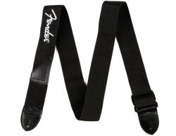 Fender Logo Strap Black/White gitárheveder - fehér felirattal