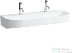 Laufen Sonar 100x42 cm-es csiszolt aljú mosdótál 2 csaplyukkal, túlfolyó nélkül, fehér H8163470001151 (H8163470001151)