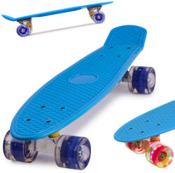  Skateboard Penny Board pentru copii cu roti din cauciuc, iluminate LED, culoare Albastra FAVLine Selection