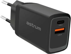 Astrum PRO DUAL PD70 hálózati gyorstöltő 1X USB (18W), 2X Type-C (65W) csatlakozóval fekete