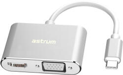 Astrum DA660 Type-C - HDMI + VGA 4K 30HZ 15cm adapter ezüst