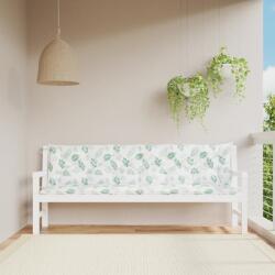 vidaXL Perne bancă de grădină, 2 buc, 200x50x7cm, model frunze, textil (361750)
