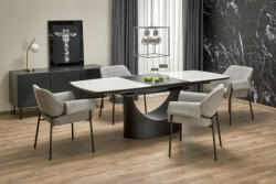 Halmar OSMAN bővíthető asztal, fehér márvány / fekete - smartbutor