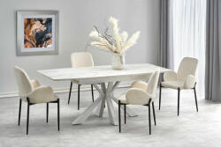 Halmar VIVALDI bővíthető asztal fehér márvány, láb fehér - smartbutor
