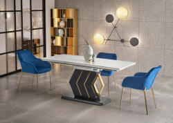 Halmar VINCENZO asztal fehér márvány, lába fekete/arany - smartbutor