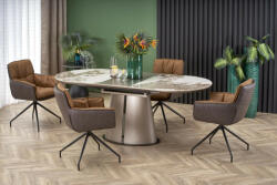 Halmar ROBINSON bővíthető asztal, bézs márvány / cappuccino / fekete - smartbutor