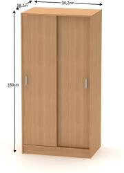 TEMPO KONDELA 2 ajtós szekrény tolóajtóval, bükk, BETTY NEW 4 BE04-002-00 - smartbutor