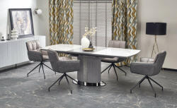 Halmar DANCAN bővíthető asztal, fehér márvány / szürke / l. szürke/fekete - smartbutor