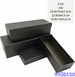 Papírdoboz 3db/szett tégla H26, 8-23, 8-18, 8cm - Fekete