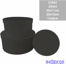  Papírdoboz 3db/szett kerek D25-20-15cm - Fekete
