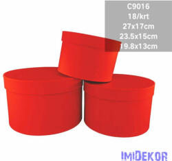 Papírdoboz 3db/szett kerek D27-23, 5-19, 8cm - Piros