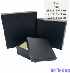 Papírdoboz 3db/szett kocka 21, 5-17, 5-13, 5cm - Fekete