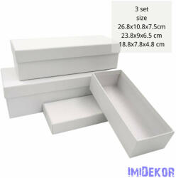 Papírdoboz 3db/szett tégla H26, 8-23, 8-18, 8cm - Fehér