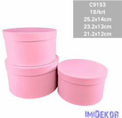  Papírdoboz 3db/szett kerek D25, 2-23, 2-21, 2cm - Rózsaszín
