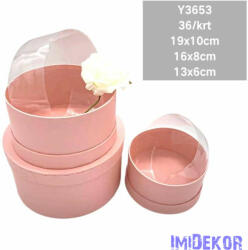  Papírdoboz 3db/szett kerek D19-16-13cm - Rózsaszín