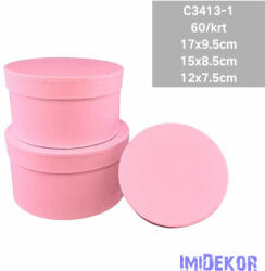  Papírdoboz 3db/szett kerek D17-15-12cm - Rózsaszín