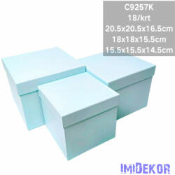 Papírdoboz 3db/szett kocka 20, 5-18-15, 5cm - Babakék