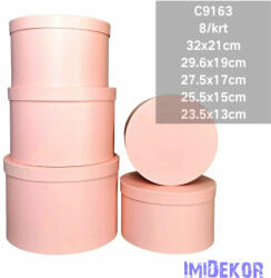  Papírdoboz 5db/szett kerek D32-29, 6-27, 5-25, 5-23, 5cm - Rózsaszín