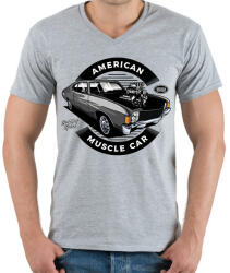 printfashion american muscle car - Férfi V-nyakú póló - Sport szürke (13674629)