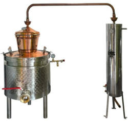  DUPLEX 100 L-es, duplafalú pálinkafőző ELEKTROMOS fűtéssel, 30L-es inox, csőköteges hűtővel (16232)