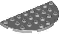 LEGO® 22888c86 - LEGO világosszürke lap lekerekített sarkokkal, 4 x 8 méretű, félkör (22888c86)