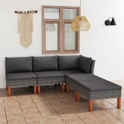 vidaXL 5 részes szürke polyrattan párnákkal 3059710