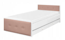  BETTY kárpitozott gyerekágy ágyneműtartóval 90x200 - fehér / rózsaszín