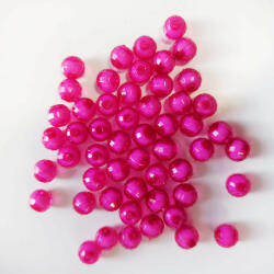 CsimpiStore Gömb gyöngy soklapú sötét rózsaszín, fehér belsővel (8mm, Műanyag) 20g/csomag