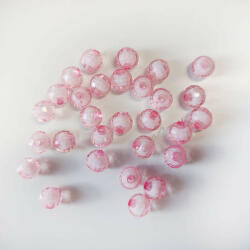 CsimpiStore Gömb gyöngy soklapú világos rózsaszín, fehér belsővel (8mm, Műanyag) 20g/csomag