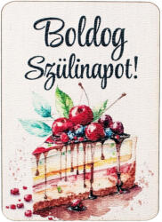  4db. "Boldog szülinapot! " feliratos dekor fa tábla 7 x 5cm (GV04-04)