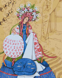 Ideyka Set pictura pe numere, cu sasiu, Tors si cusut - Haydamaka Olya, 40x50 cm (KHO4919) Carte de colorat