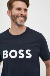 BOSS pamut póló sötétkék, nyomott mintás - sötétkék XXL