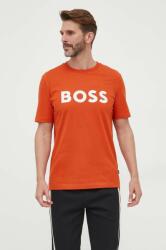 Boss pamut póló narancssárga, nyomott mintás - narancssárga XL