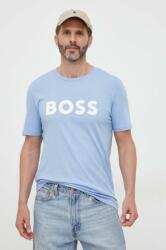 Boss Orange BOSS pamut póló BOSS CASUAL férfi, nyomott mintás - kék S - answear - 15 990 Ft