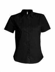 Kariban Női blúz Kariban KA532 Ladies' Short-Sleeved Cotton/Elastane Shirt -XS, Black