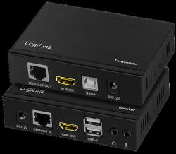 LogiLink HDMI bővítőkészlet HDBaseT, KVM, 100 m, 2xUSB, 4K/60 Hz, HDR, HDCP, CEC (HD0029)