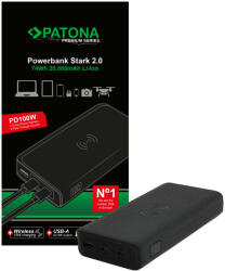 PATONA PREMIUM Powerbank STARK 2.0 (20.000mAh) (PD 100W) (QI) (2x USB-C) (1x USB-A) (9987) (9987)