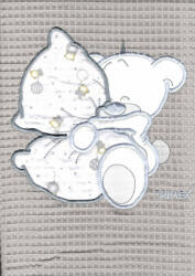 Trimex Waffle pamut babapléd - szürke párnás maci - babyshopkaposvar