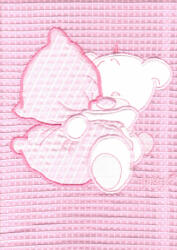 Trimex Waffle pamut babapléd - rózsaszín párnás maci - babastar