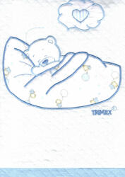 Trimex pamut babapléd - fehér/kék alvó maci - babastar