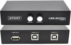 2 portos USB 2.0 kézi kapcsolódoboz HUB, 2 db megosztás 1 USB-eszköz nyomtatóhoz, szkennerhez, kamera billentyűzet (B0B6FBY72X)