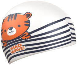 Mad Wave tiger swim cap alb